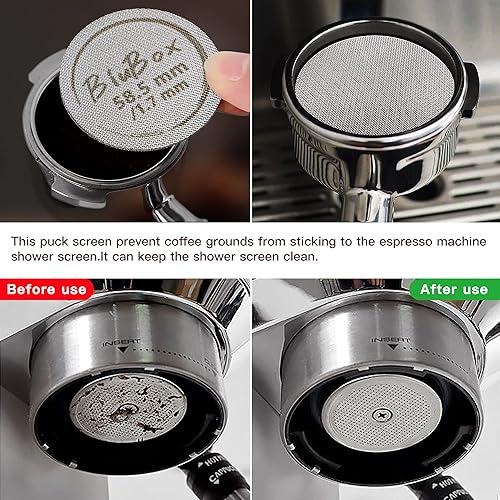 Miniatura 2 de Pantalla de disco de espresso de 2.303 in, grosor de 150 m, ultra fina, reutilizable, de acero inoxidable 316, para cesta de filtro de portafiltros