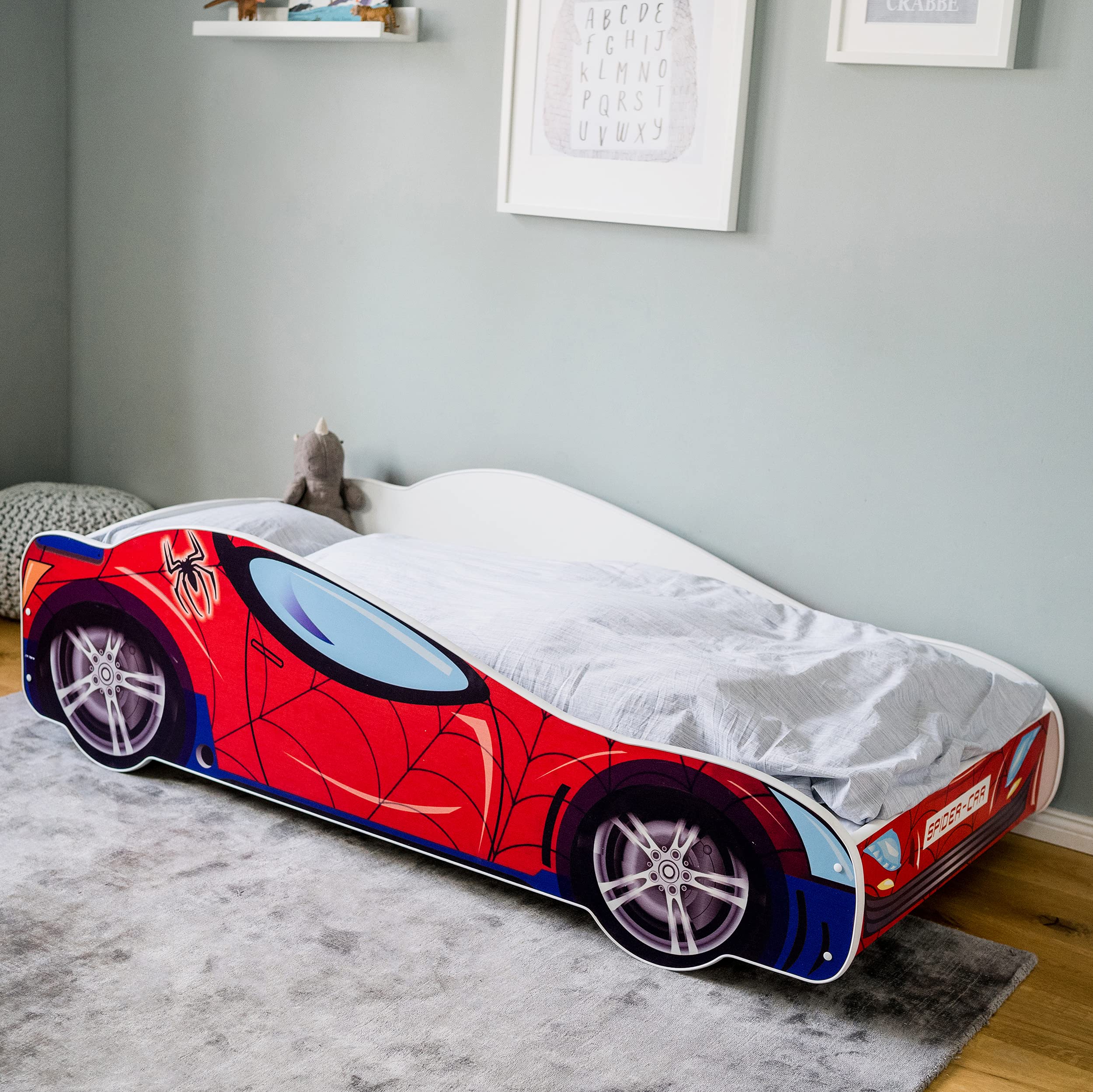 Kids Collective Letto per bambini, letto per ragazzi, 70x140 | 80x160 con anticaduta | Letto da gioco per bambini pilota da corsa da 3 a 10 anni