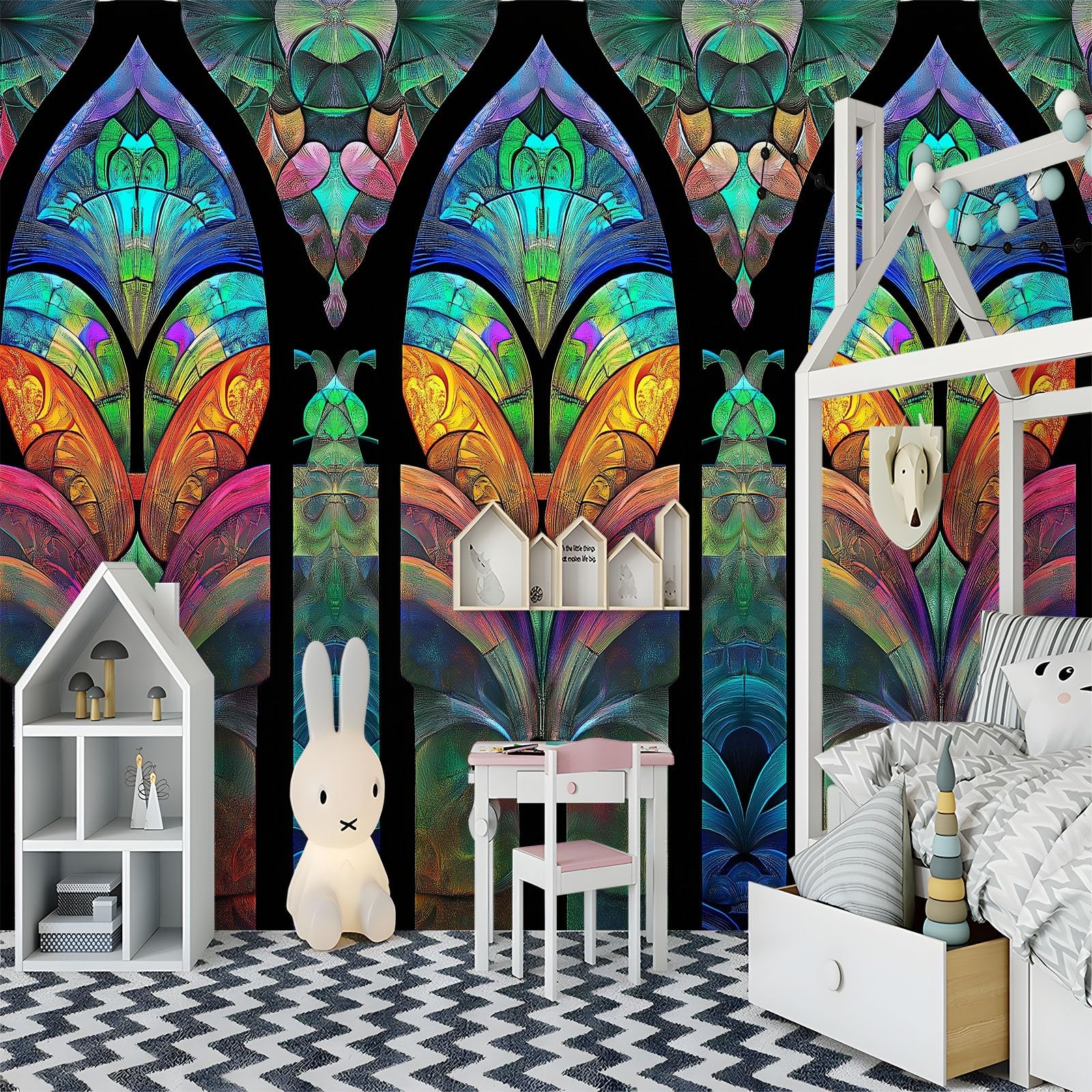 Fototapeta Gothic Glass Fantazyjny łuk 500 x 280 cm Fototapeta - Dekoracja Plakat Sztuka Tapeta Nowoczesna Ściana do Domu Biura Sypialnia Salon, Kolor