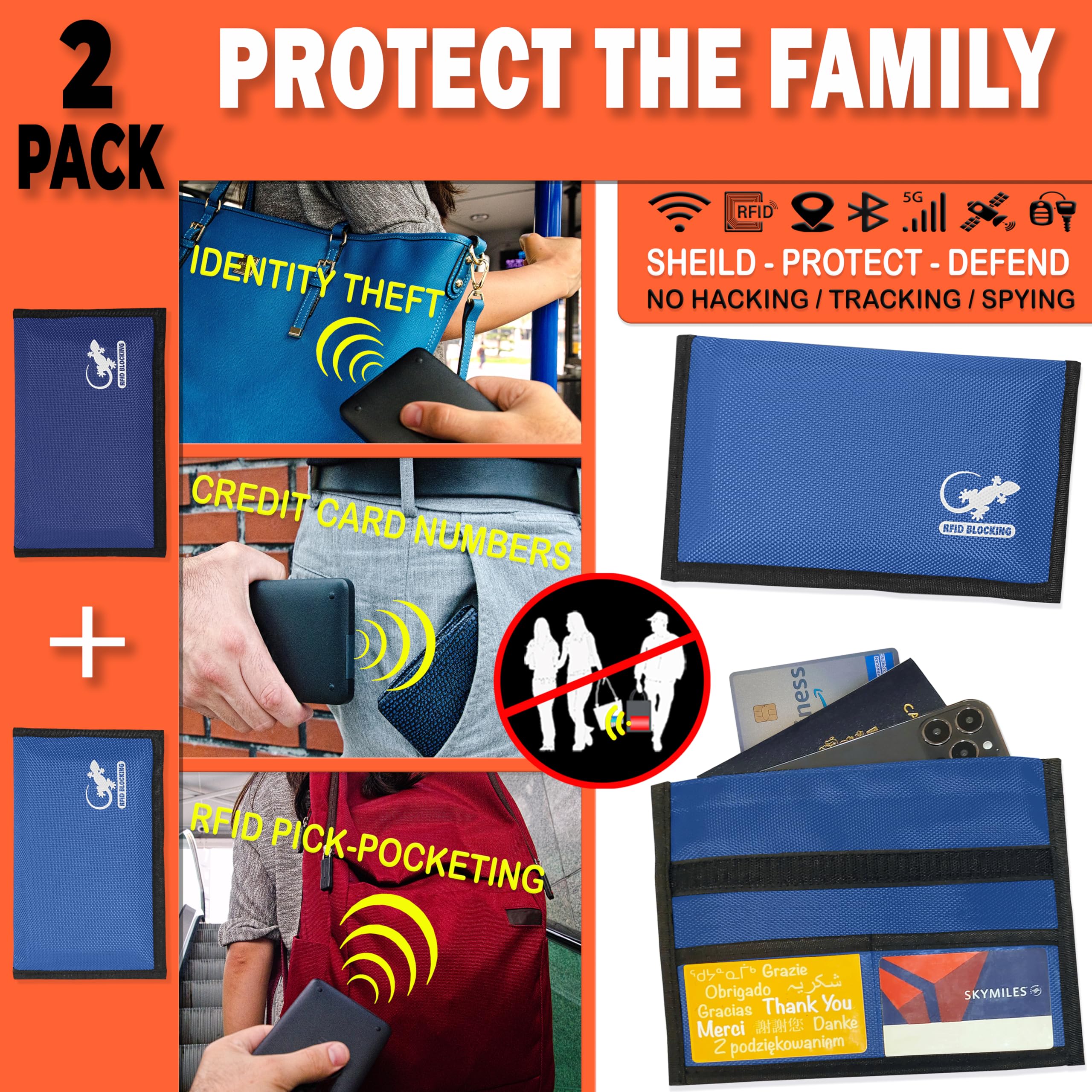 Faraday Tasche für GPS, RFID-Autoschlüssel, Signalblocker, Brieftasche, Abschirmung, Tasche, Schutzhülle für Handy, Autoschlüssel, Datenschutz, elektronische Geräte, Blau, 2 Stück