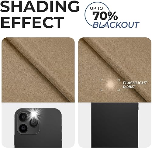 Miniatura 10 de Superior Juego de 2 cortinas opacas con textura de lino, par de paneles con aislamiento térmico con cabecera superior con ojales, cortinas clásicas