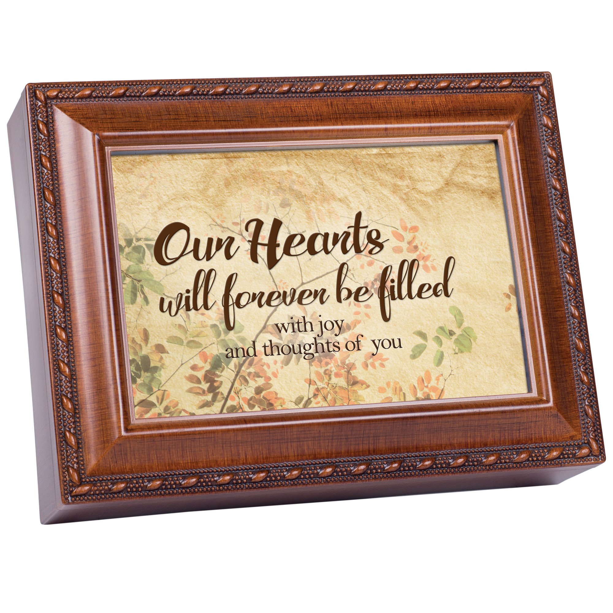 Caja de música madera Edelweiss recuerdo amor corazones compartidos regalo