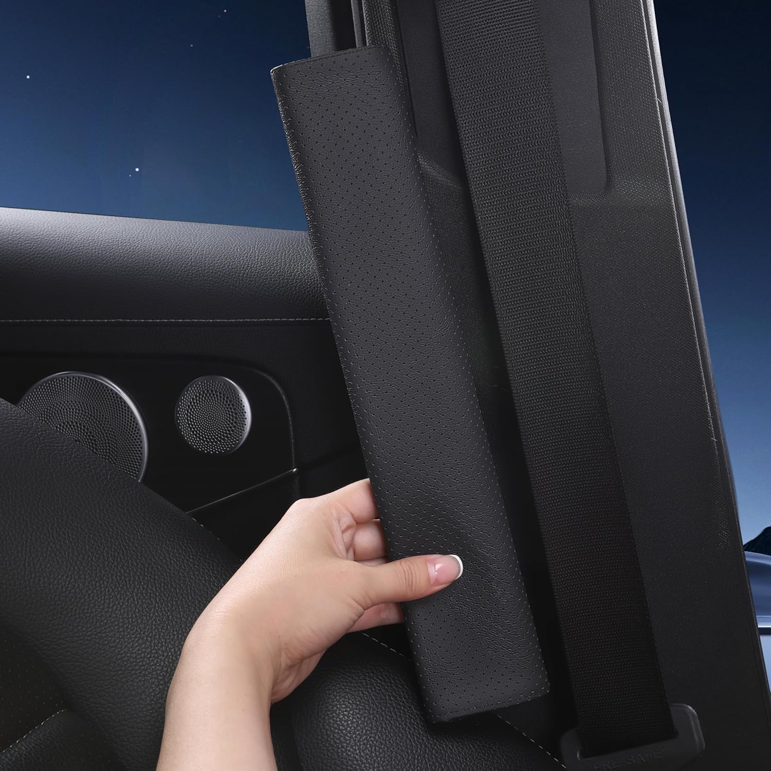 2PS Genuine Leather seat Belt Cover pad,Real Cowhide Soft Seatbelt Protect Strap Shoulder Cushion,Odor-Free & Peel-Resistant,12x2.4inch,fit car Accessories,Backpack, Shoulder Bag