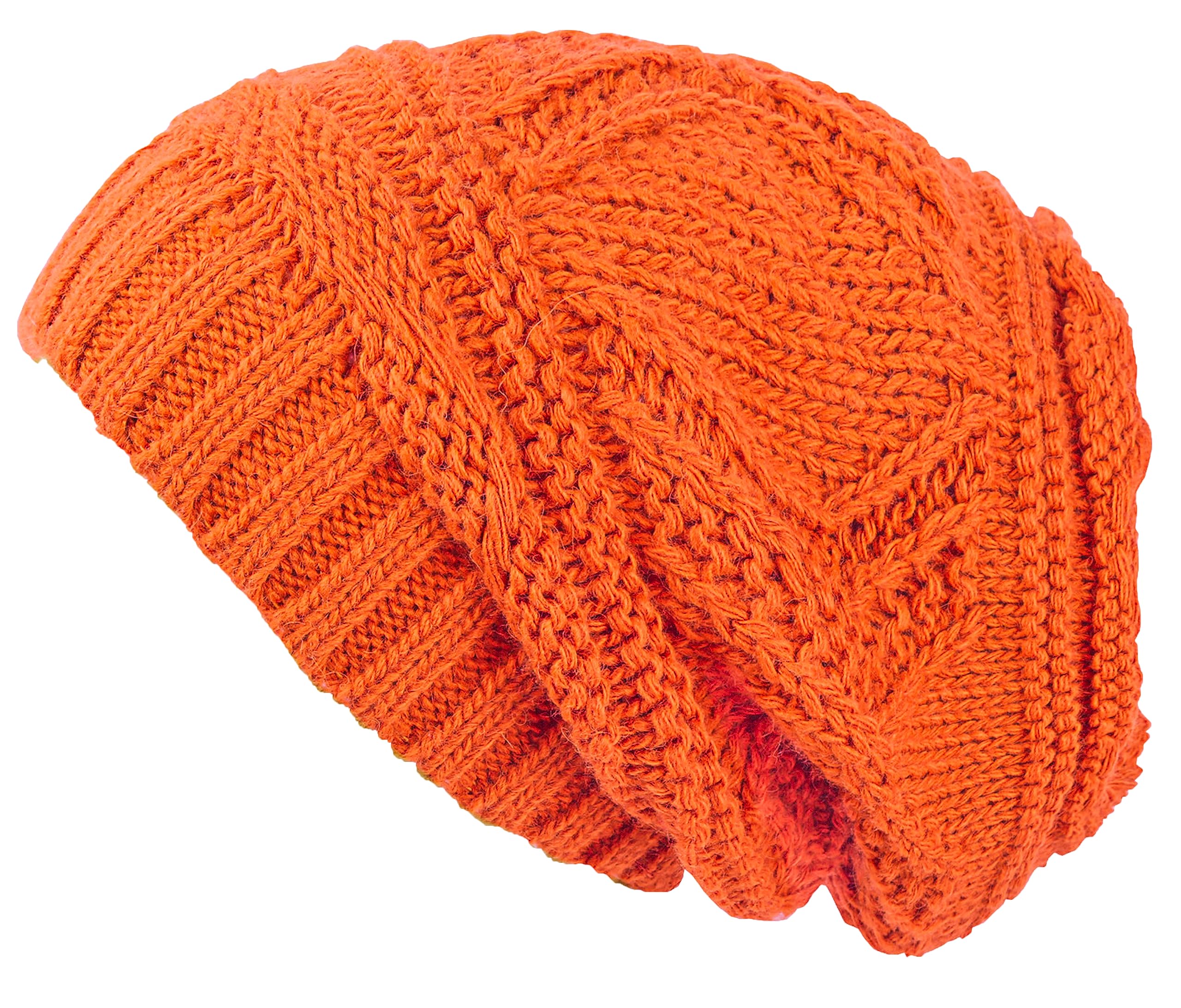 Lilax Women's Orange Knit Slouchy Oversized Soft Warm Winter Beanie Hat