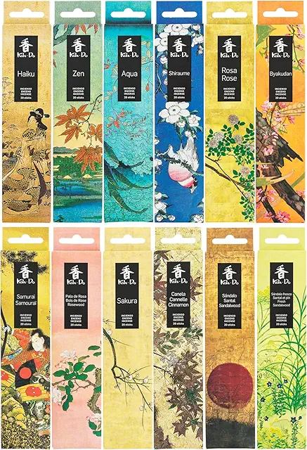 Lot de 12 boîtes d'encens japonais Koh Do - 240 bâtonnets parfumés