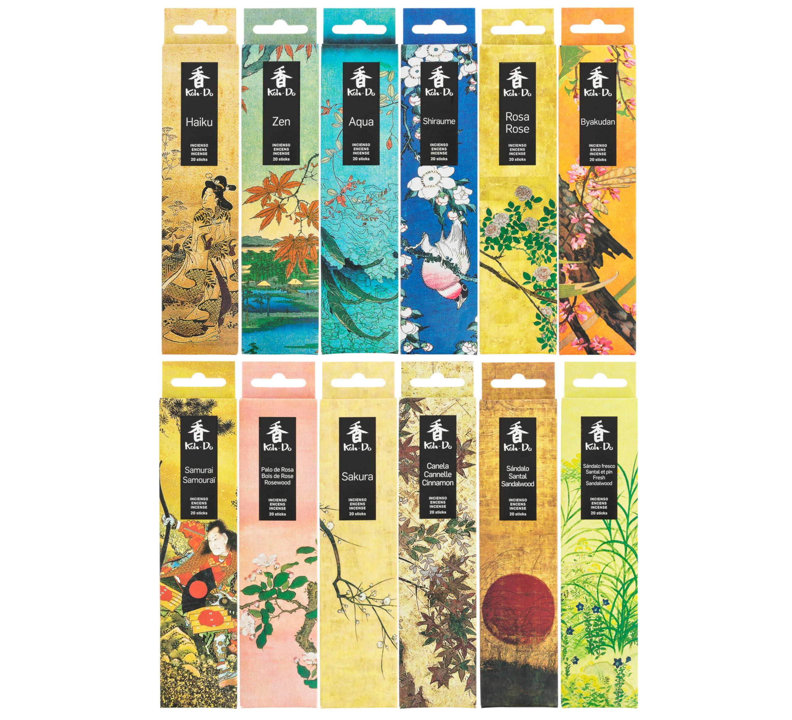 Koh Do Räucherstäbchen, mehrfarbig, 19,5 x 13,5 x 5,5 cm, 12 Stück, 240 Stück, 12 Stück