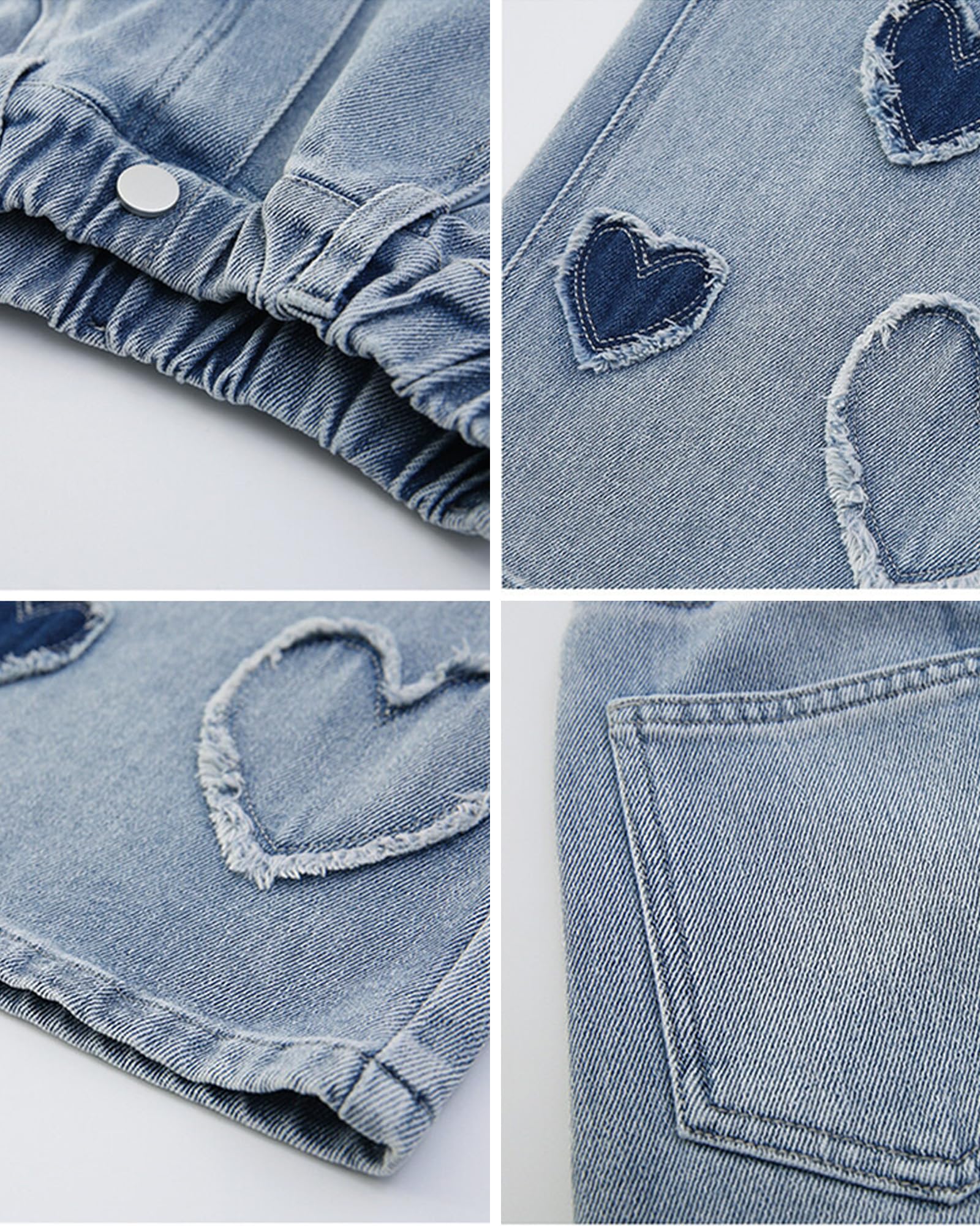 SANGTREE Girls Wide Leg Jeans Elastic Waist Denim Pants Baggy Jeans for Girls, 6-14 Years