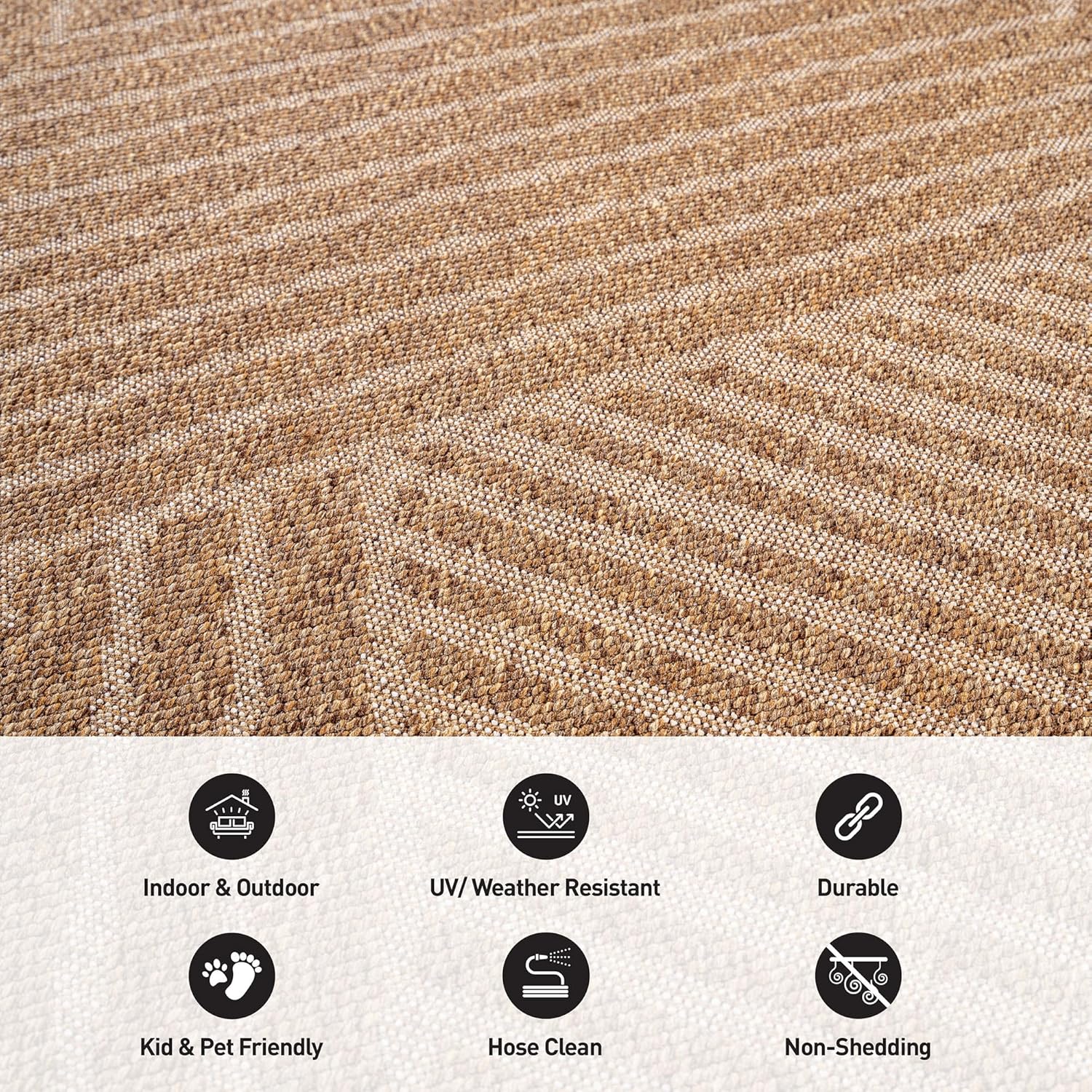 Rugshop Diamond Grid Indoor Outdoor Flat Woven Area Rug,Natural Jute-Style,Easy-Care Patio Rug for Entryway Backyard Porch Deck Balcony, 2' x 3' Sand/Natural