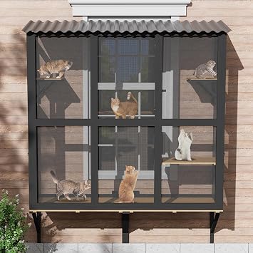 MAGIC UNION Catio Large Cat Window Box Enclosure, Wooden, Black