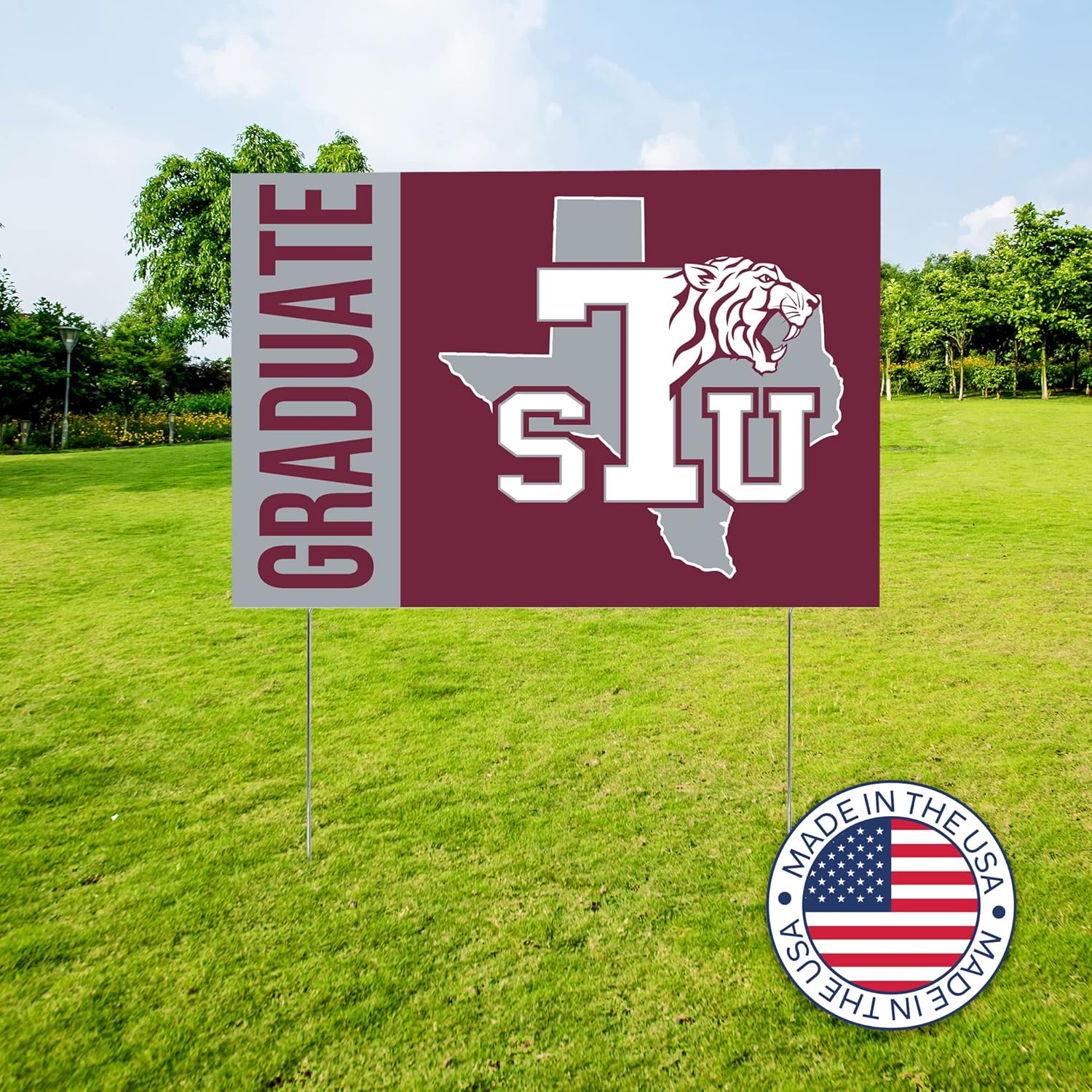 Texas Southern University Graduating Graduate Sign House 12 Inches x 18 Inches With Stakes (Grad Sign 3)