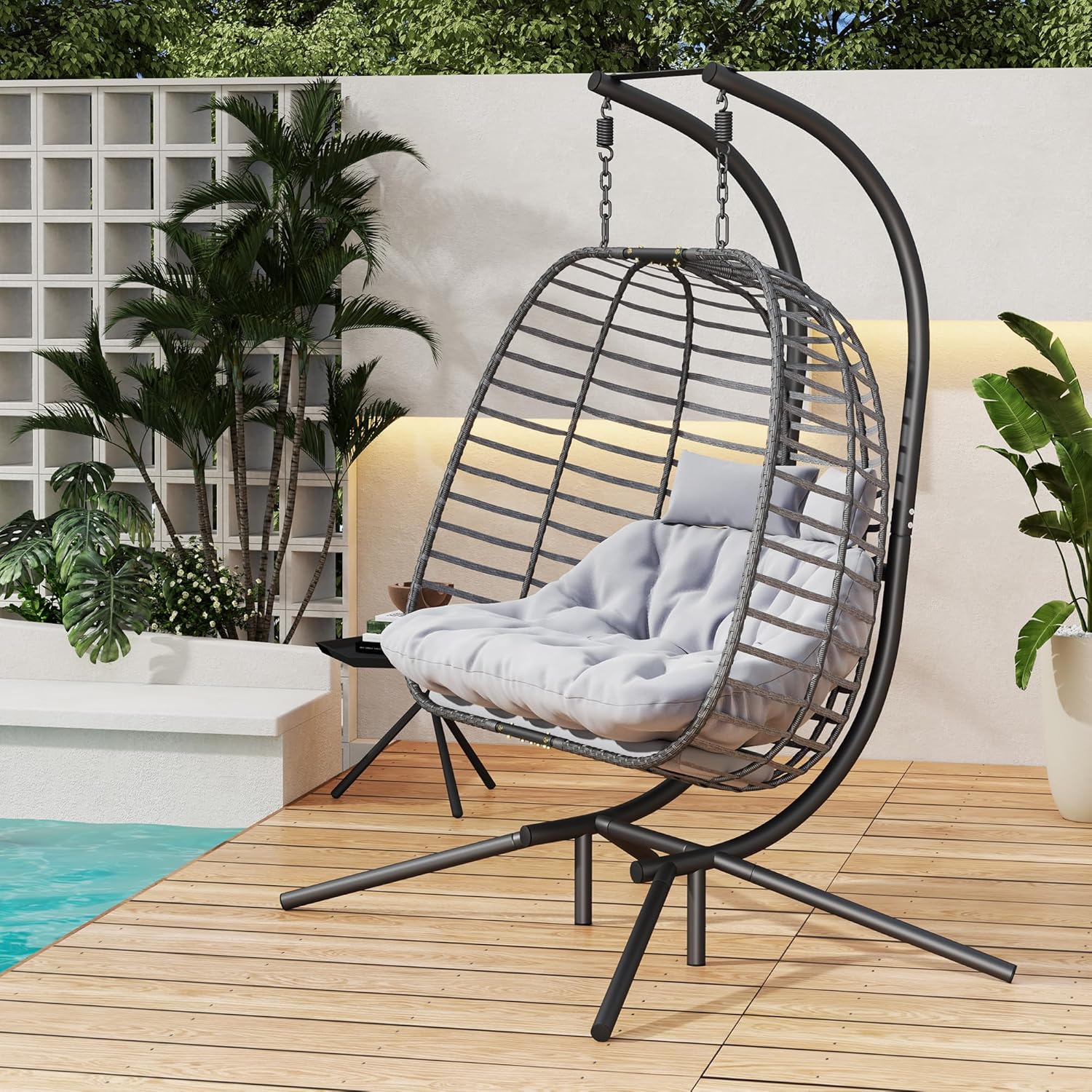 Double Hanging Egg Chair wth Stand, Patio Hammock Swing Chair with Cushion Loveseat for Bedroom, Balcony, Garden, Indoor, Outdoor 7 91P+TkPJpwL. AC SL1500