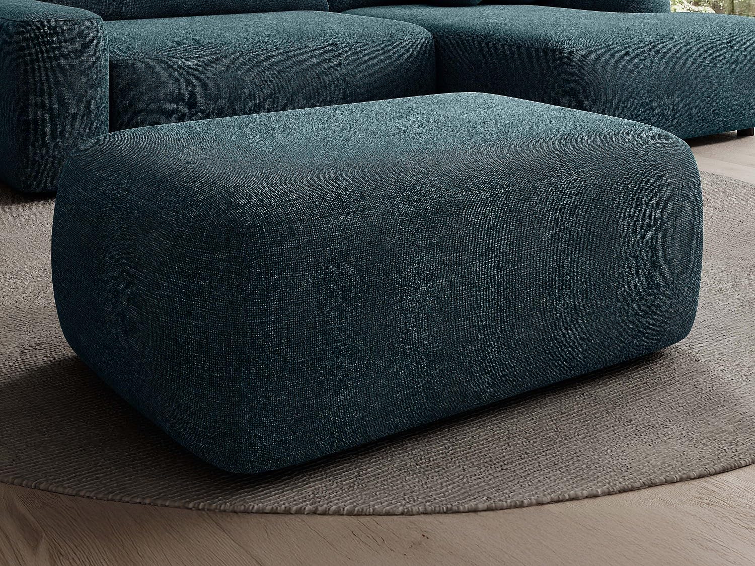 Vente-unique - Pouf 1 posto Daviso - poliestere - blu