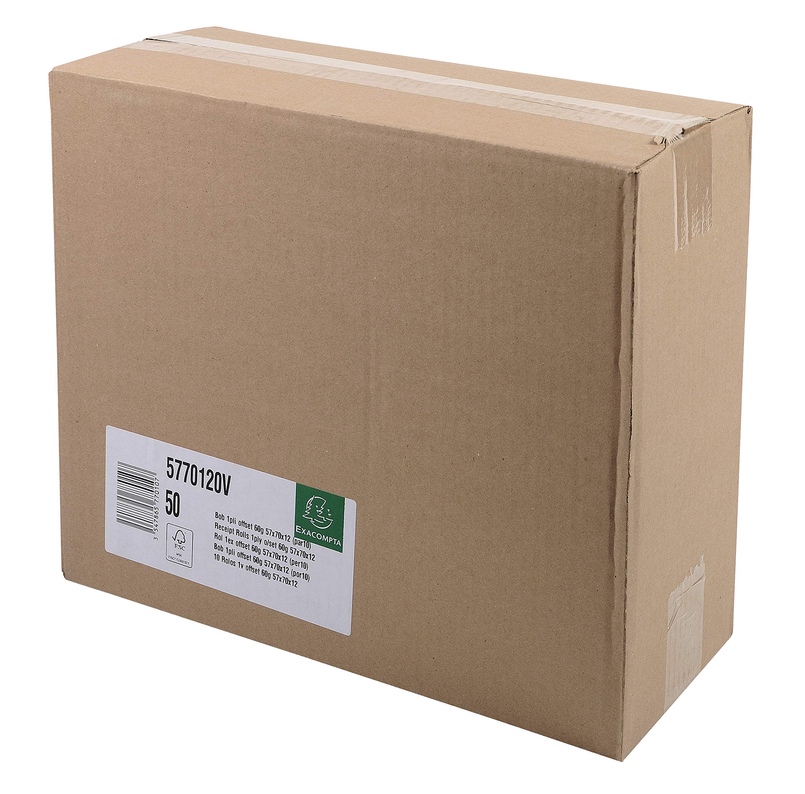Bobines pour machines a calculer et caisses - 1 pli extra-blanc 60g/m - 57mm x 70mm x 12mm (44m)