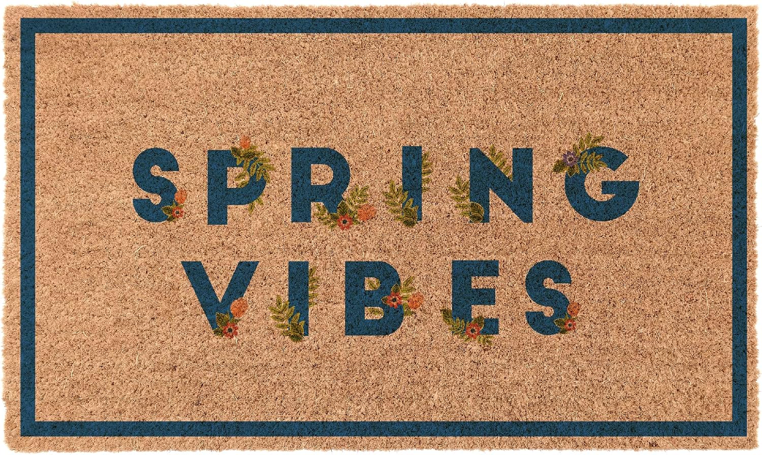 COCO MATS 'N MORE Spring Coir Doormat – Durable Coir Door Mat with Vinyl Backing, Stylish Outdoor Mat for Entryway, Porch Mat, and Front Door Mat (|18" X 30" | Spring Vibes | Made in USA)