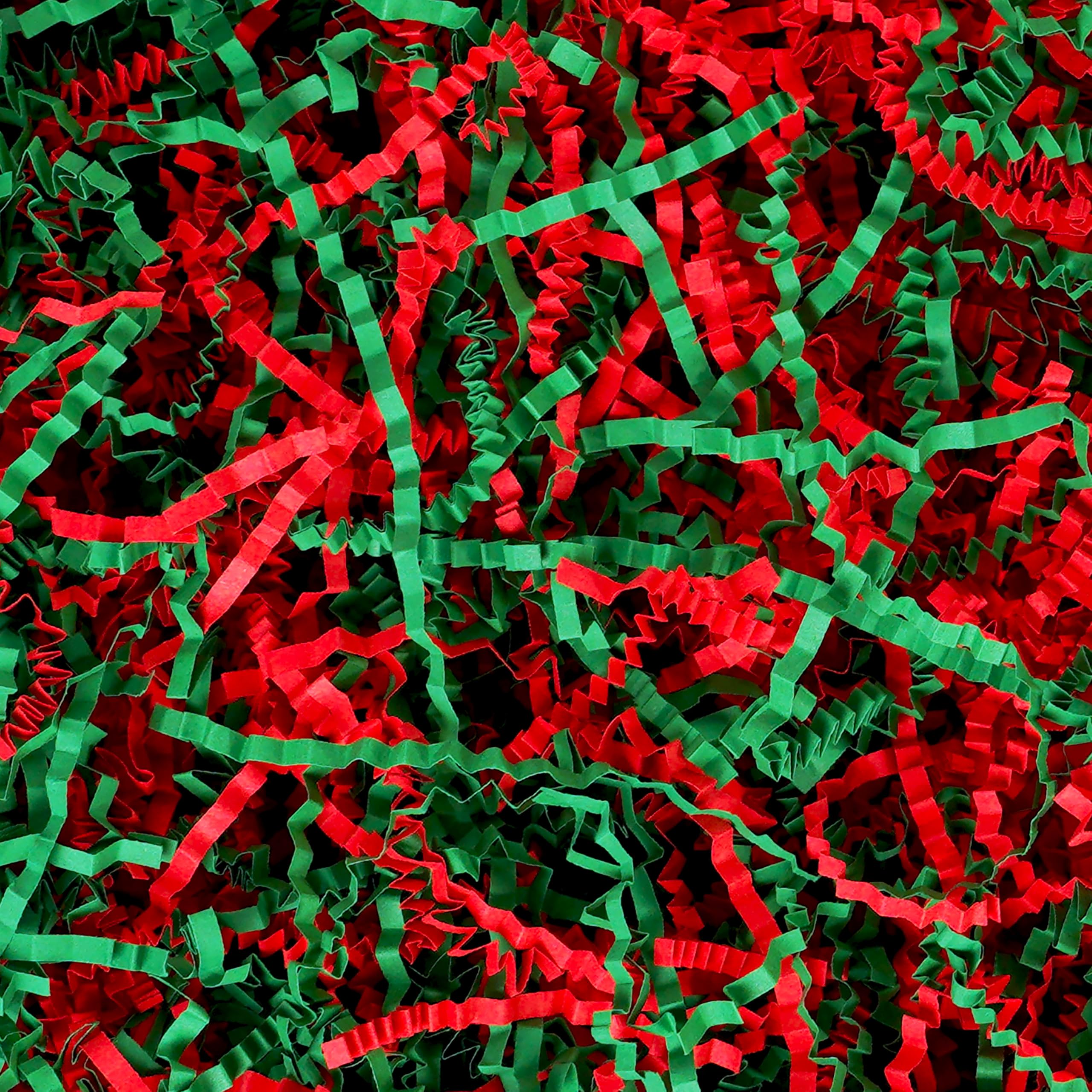 Bobobag 1LB Christmas Crinkle Cut Paper Shred Filler Recyclable Gift Wrap confetti Raffia Grass Shred Paper for Christmas Gift Wrapping Basket Filling