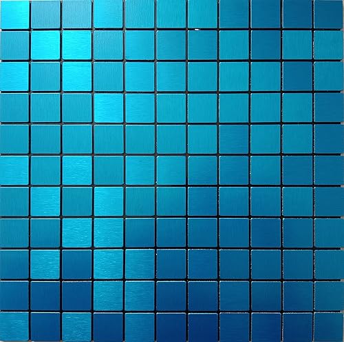 Miniatura 7 de XUANINY Azulejos de 10 hojas de azulejos en muro para despegar y pegar, superficie de aluminio cepillado de mosaico de metal para pared de cocina