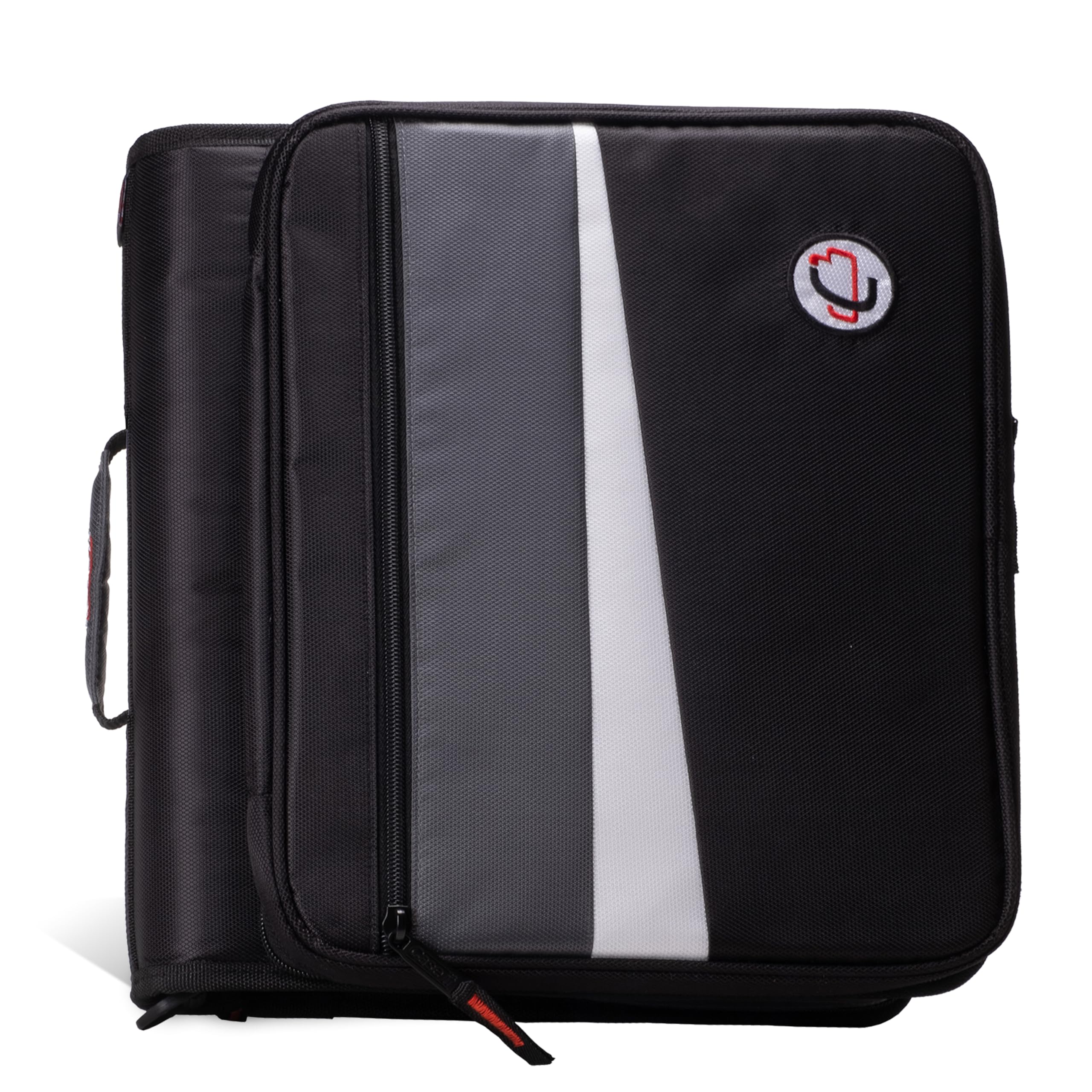 Case-It 2 Inch 3 D-Ring Zipper Binder with Padded Laptop Case Workstation, Shoulder Strap, LT-117, Black