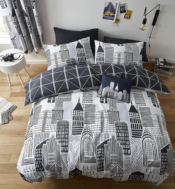Catherine Lansfield Citylife Easy Care Double Duvet Set Grey