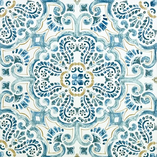 FloorPops FP2477 Fontaine - Azulejos de suelo Peel & Stick, color azul