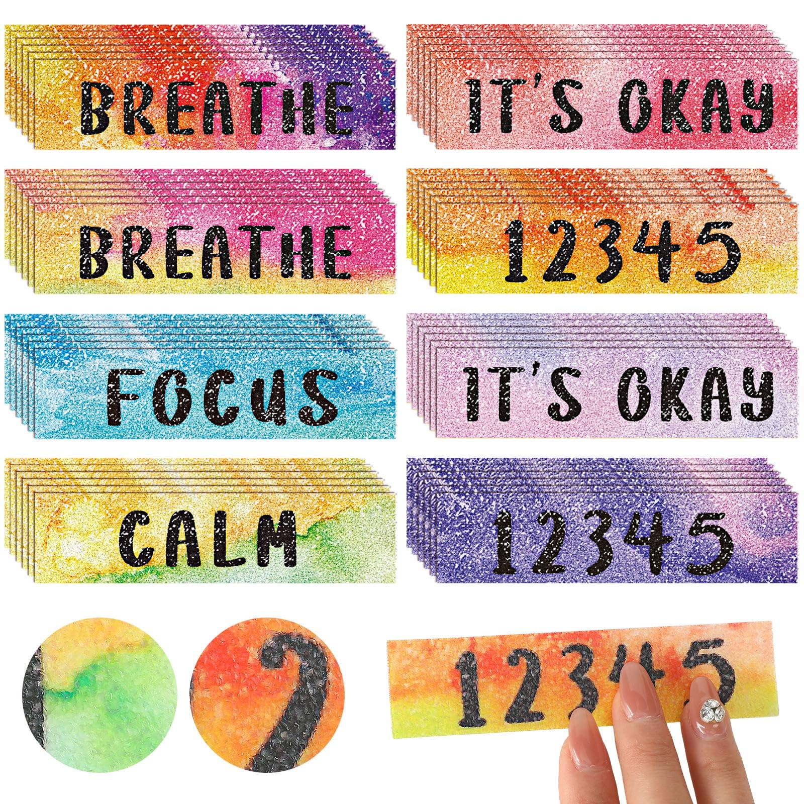 50Pcs Anxiety Sensory Stickers - Reusable Textured Fidget Strips For Calm, Mindfulness At School Or Office
