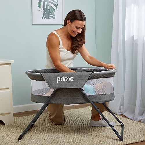 Miniatura 4 de Cocoon Deluxe - Cuna plegable de viaje (gris jaspeado)  Cama ligera para bebé y moisés portátil con toldo de malla extraíble, cuna de viaje perfecta