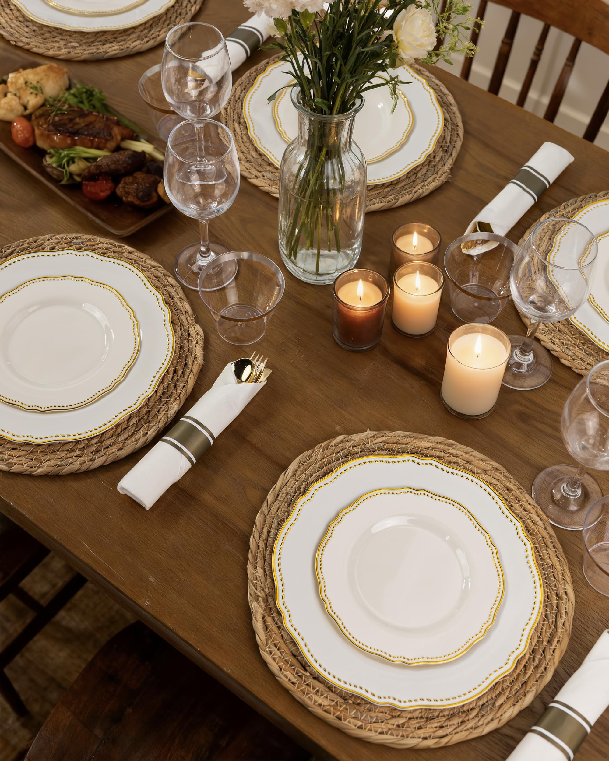 Ivory Gold Plates for Weddings & Parties -8