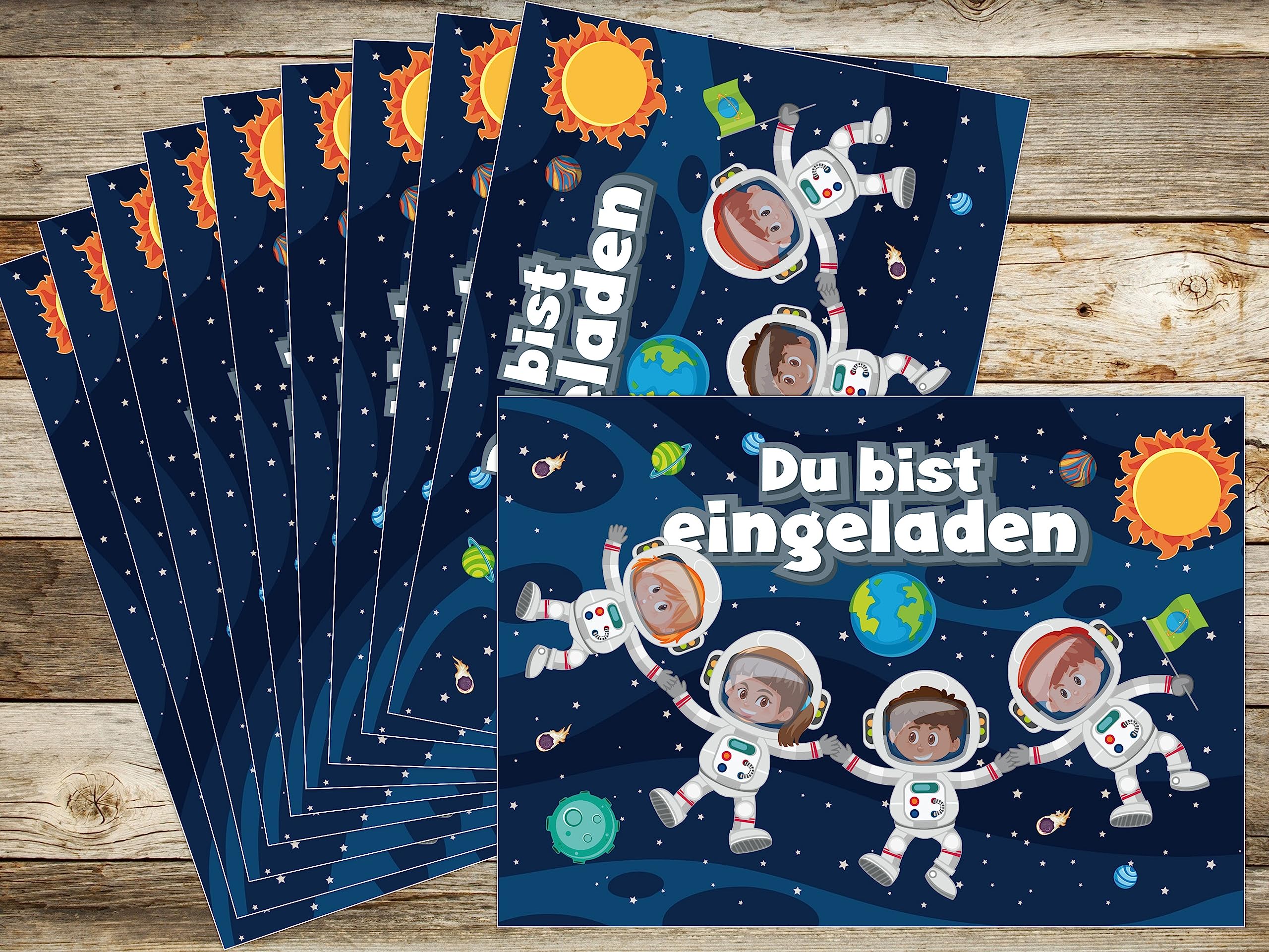 12 Biglietti Invito 6° Compleanno Per Bambini | Tema Astronave | Con Campi Prestampati E Verniciatura UV