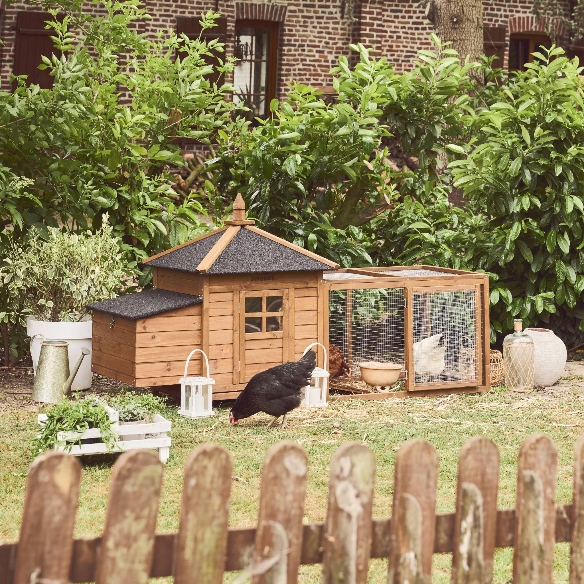 Alice's Garden - Poulailler en Bois Java. 4 Poules. Cage à Poule avec enclos