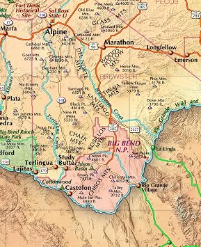 Texas Wall Map - Laminated 39w x 36h