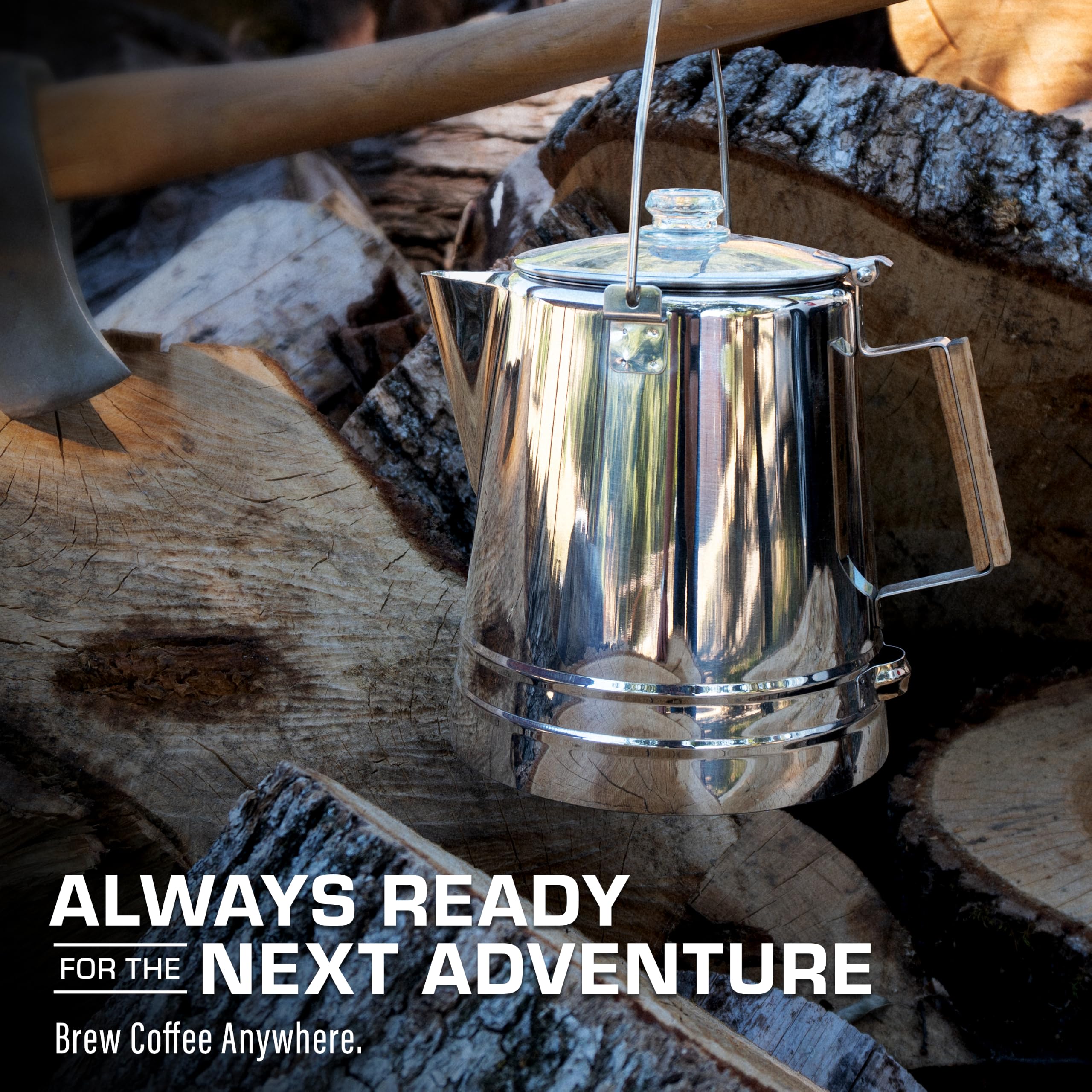 Coletti Butte Scoutmaster Camping-Kaffeekanne – Lagerfeuer-Kaffeekanne – Edelstahl-Kaffeemaschine für draußen oder den Herd (24 Tassen)