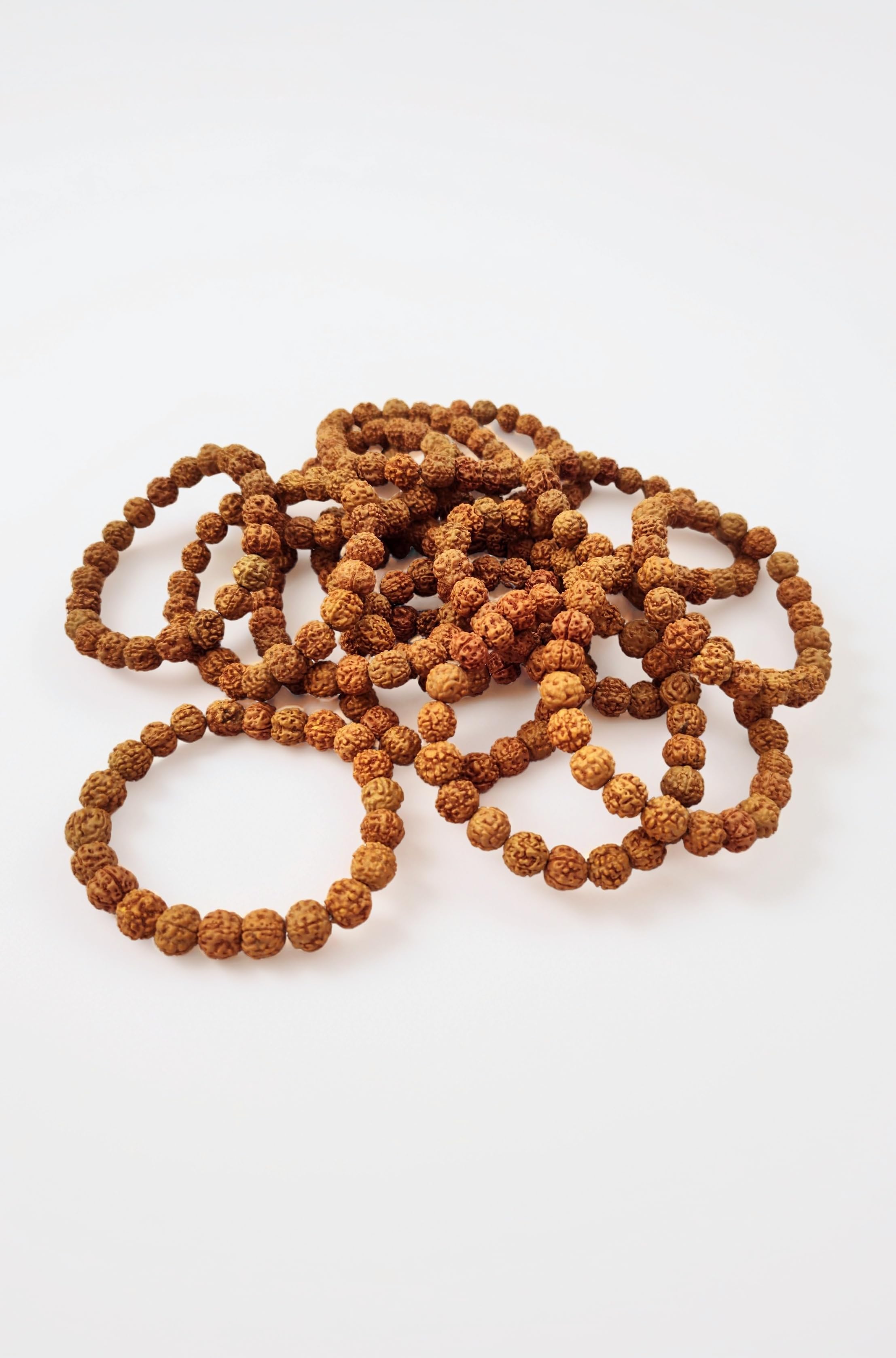 5 Mukhi Rudraksha Bracelet Stretchable with 9MM Beads for Men and Women (Brown)