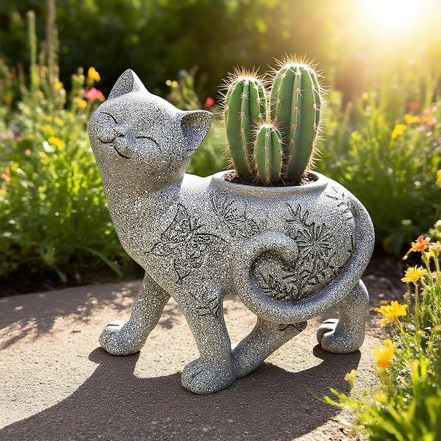 Teaeeno Cat Succulent Pot Planters with Drainage Hole for Plants, Flower Garden Pots for Plants, Succulent Cactus Home Office Desk Garden Decor Plant Lovers Gift for Mom Perfect for Garden,Cat Gifts