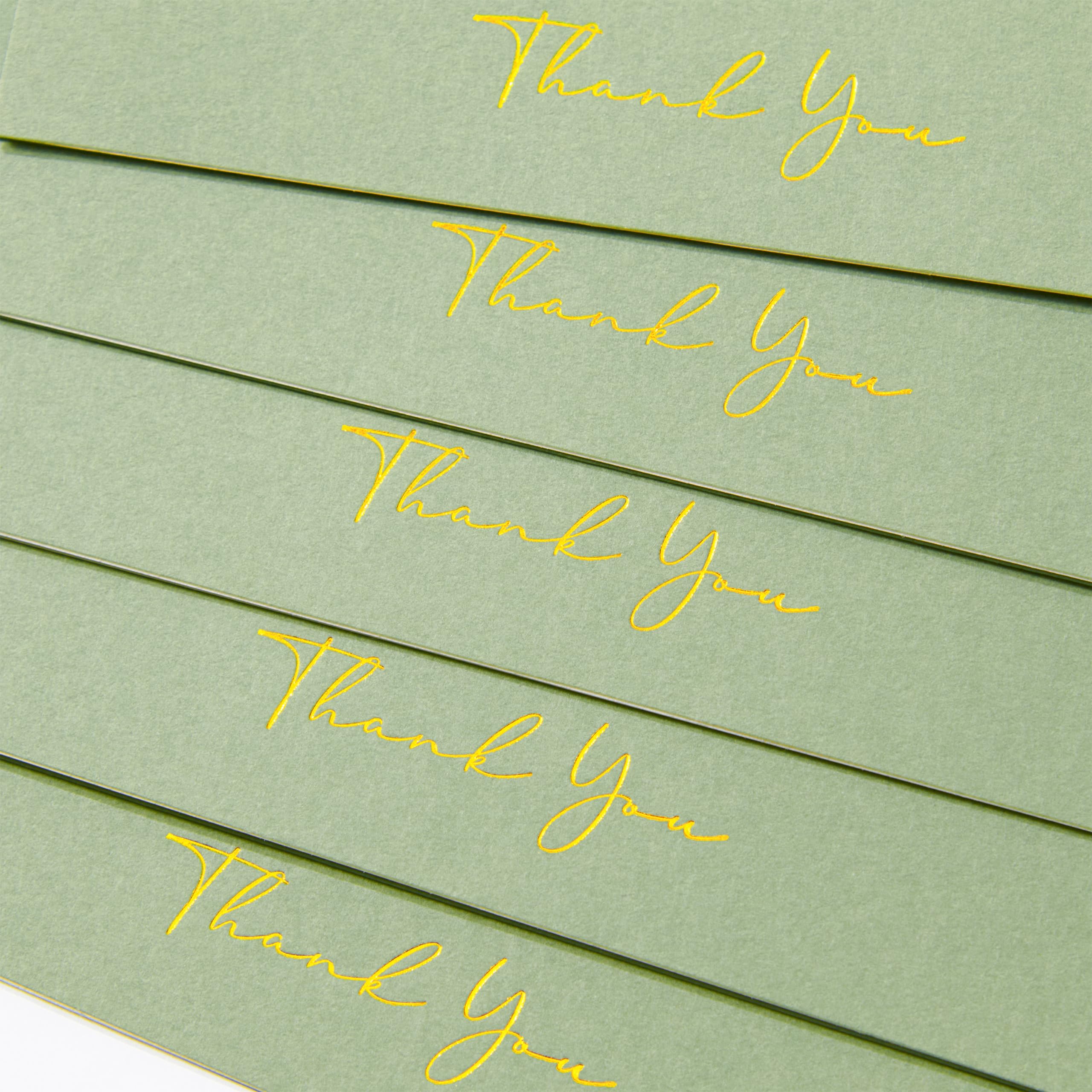 Crisky Lot de 50 cartes de vœux de remerciement avec enveloppe verte pour mariage, fête prénuptiale, fête prénatale, affaires, remise de diplôme