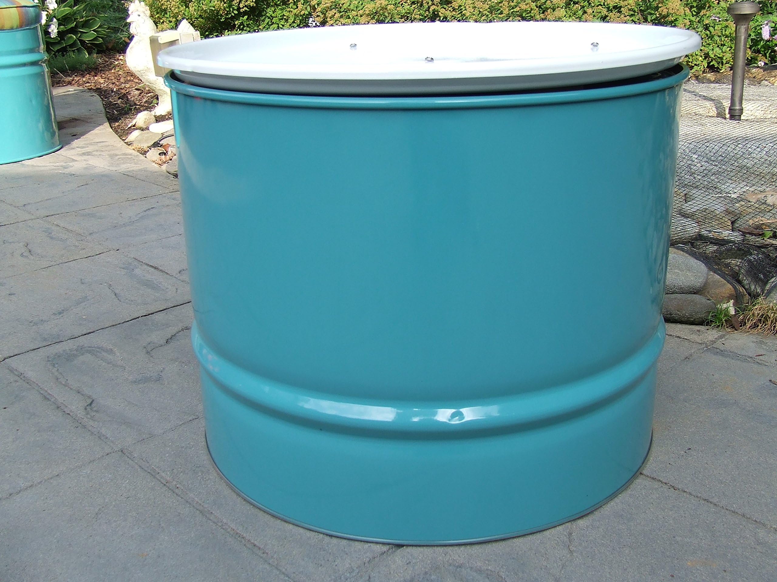 Drum Works Furniture Table, Turquoise/White