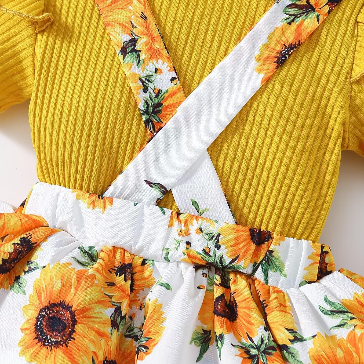 Baby Girl Summer Clothes Newborn Outfit Ruffle Romper Adjustable Suspender Overall Dress Bow Headband 0-24 Months - Image 5