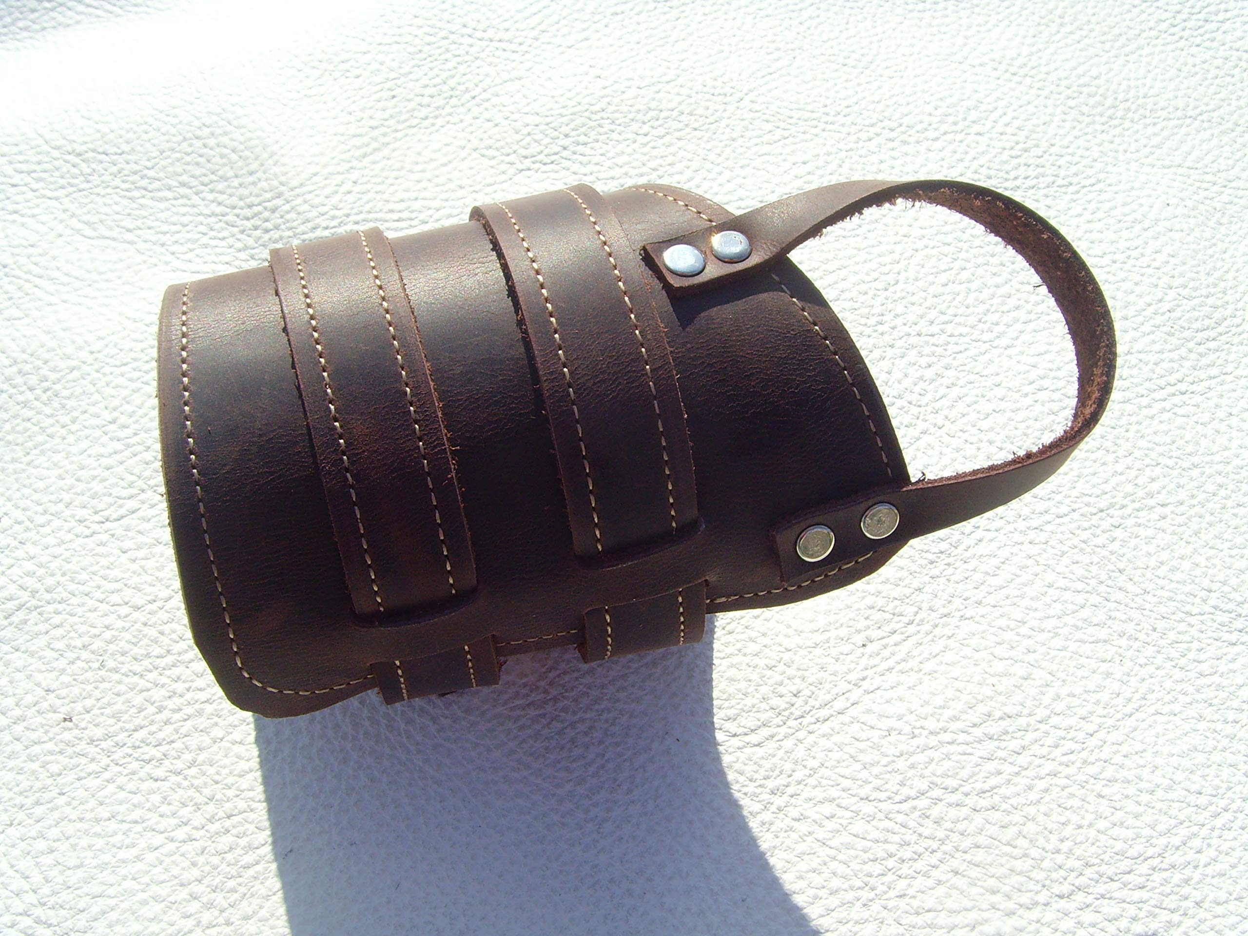 Lederarmband mit Daumenschlaufe RECHTS für Umfang 15-19 cm Lederfarbe dunkelbraun Handgelenk-Stütze Lederbandage