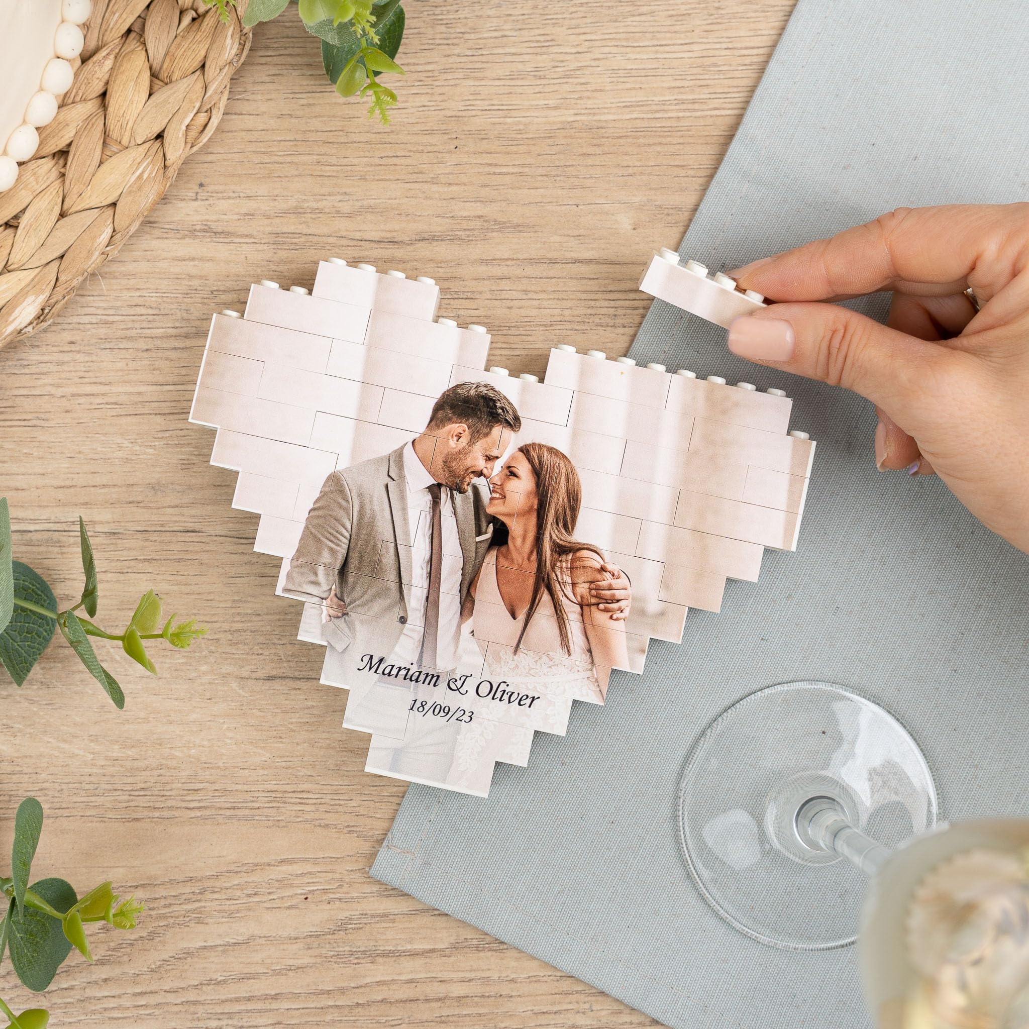 Wanapix | Puzzle Block Cuore Personalizzato | Regalo Originale di San Valentino | 47 Pezzi | 100% Personalizzato