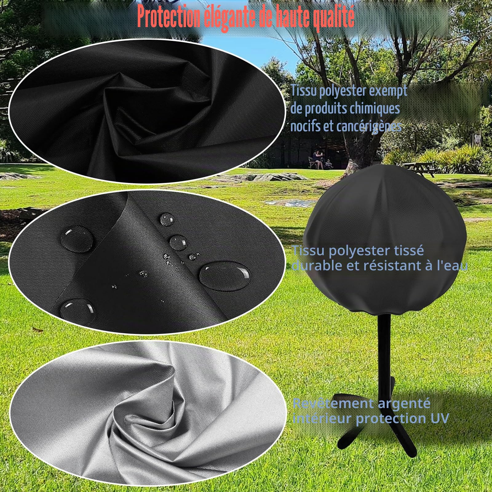 Housse de Barbecue Imperméable Protection Gril UV 50cm SYCK-G045