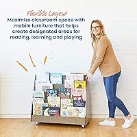 Vista 6 de ECR4Kids - Expositor de libros móvil de doble cara, estantería para aula, gris lavado