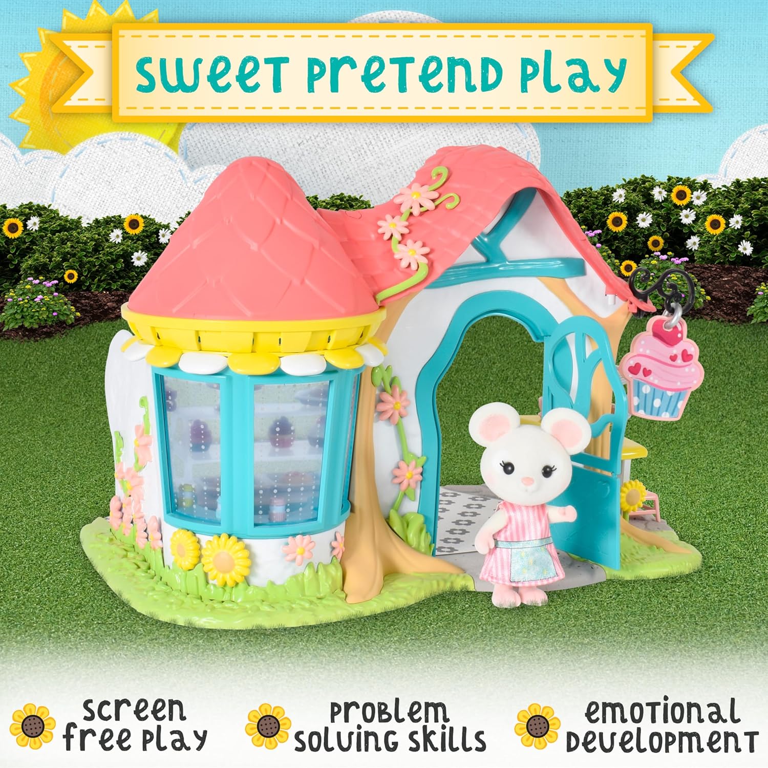 Honey Bee Acres Pastry Shop, Complete Set with Miniature Doll Figure, 35 Pieces , Ages 3+