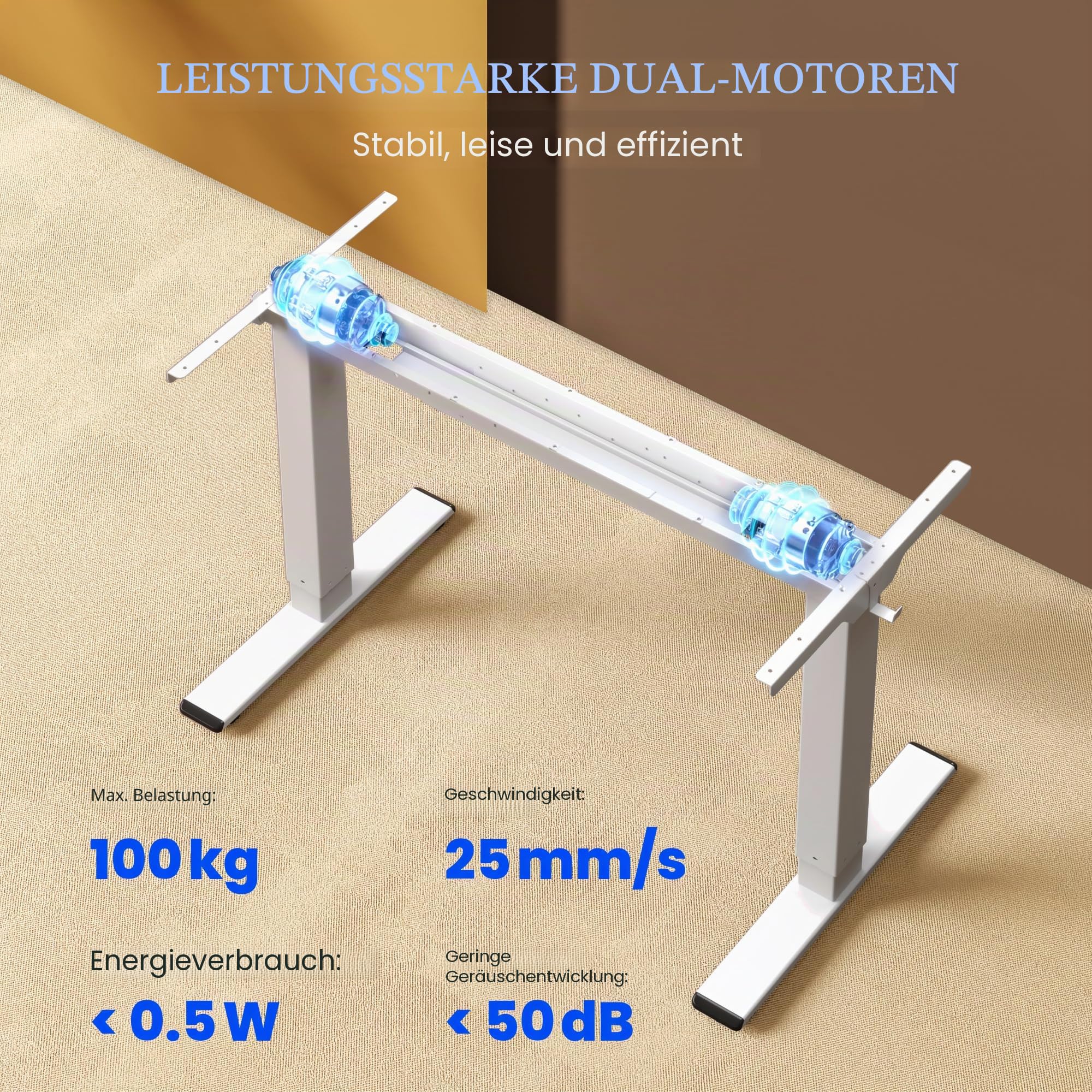FlexiSpot Höhenverstellbarer Schreibtisch 2 Motoren 25MM Tischplatte 160x80 cm Weiß