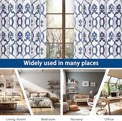 Miniatura 5 de DriftAway Evelyn - Juego de 2 paneles de cortinas térmicas para oscurecer la habitación, con ojales, sin forro, patrón floral Ikat, cada tamaño, 52