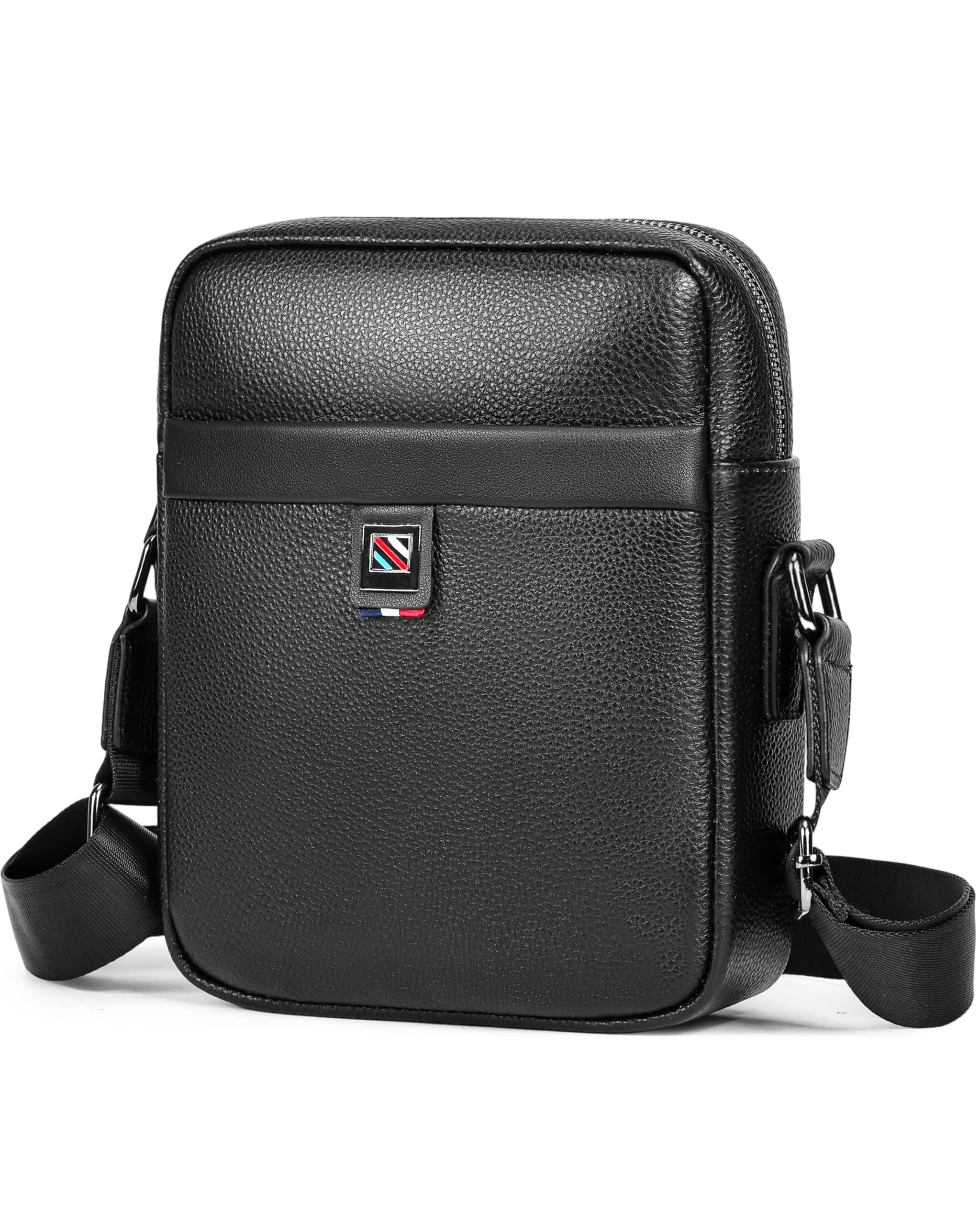Leathario Herren Umhängetasche Leder，Schultertasche aus Echtem Leder，Herrentasche mit Großer Kapazität für Alltag Freizeit Arbeit