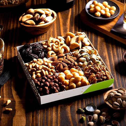 Miniatura 124 de NUT CRAVINGS - Cesta de dulces Diwali con frutos secos mixtos en caja de oro verde (4 surtidos) Arreglo de alimentos, paquete de cuidado de 1. Rojo