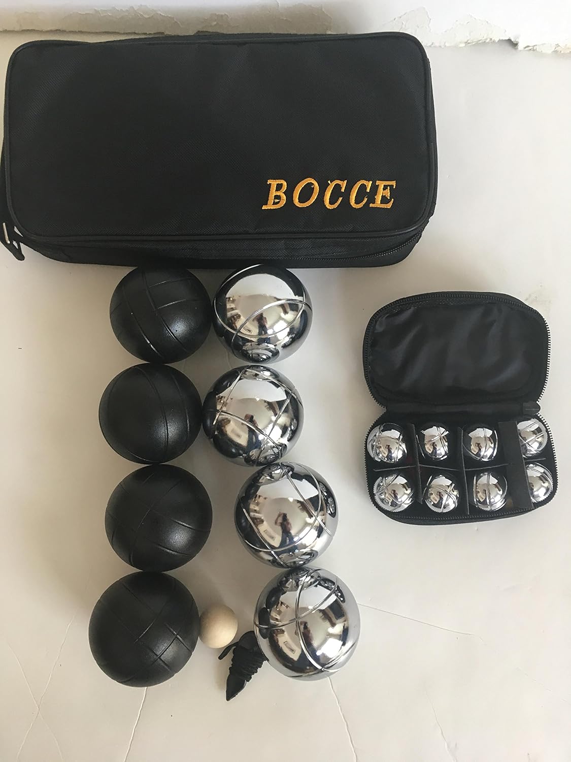 BuyBocceBalls Listing 8 Ball Little and Large Pack Combo 73mm Black/Silver