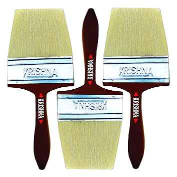 KRISHNA 5-INCH(125MM) Paint Brush with PVC Handle for Wall/Wood/Metal - Water/Enamel Based Paint,Home Wall Paint Brush Set (Pack of 3)