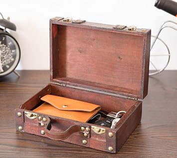 Vintiquewise(TM Old-Fashioned Small Suitcase/Decorative Box with Straps