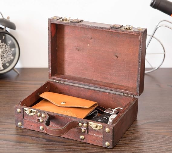 Vintiquewise(TM Old-Fashioned Small Suitcase/Decorative Box with Straps