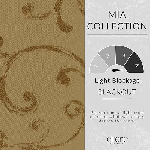 Miniatura 4 de Elrene Home Fashions cenefa de ventana de Damasco con borlas, 52 pulgadas de ancho x 19 pulgadas de largo, azul (1 cenefa)