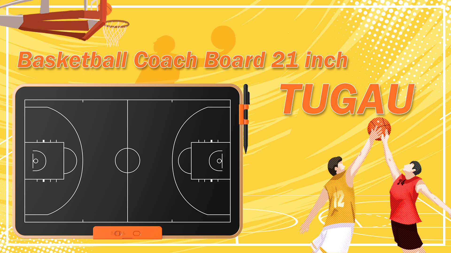 TUGAU Elektronisch LCD-tactisch bord voetbal, basketbal, tennis, hockey draagbare en uitwisbare trainer tekenbord voor tactische oriëntatie en pre-match planning